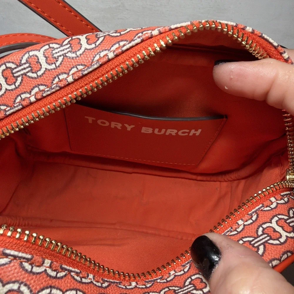 Tory Burch Gemini Link in Canyon Orange Crossbody Bag EUC